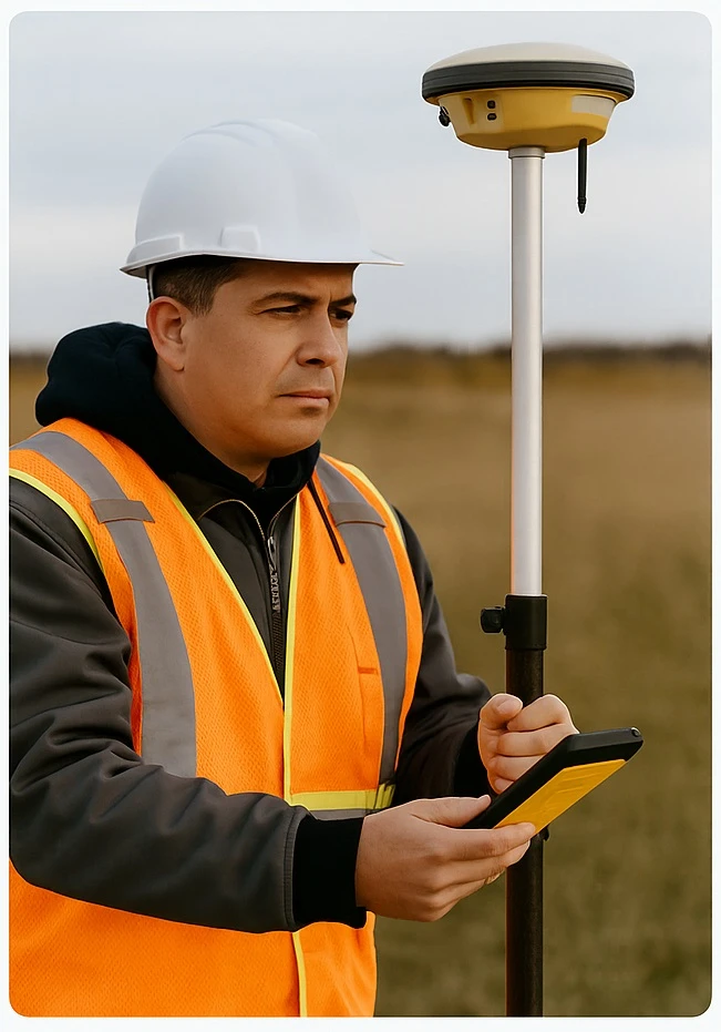 Surveyor with GPS in the field