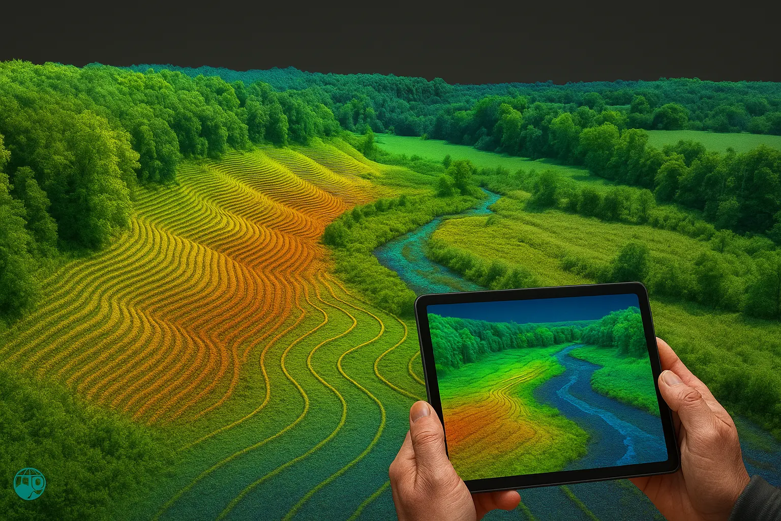 3D LiDAR terrain and river landscape