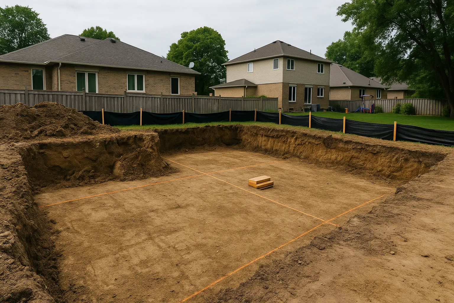 Construction excavation suburban site