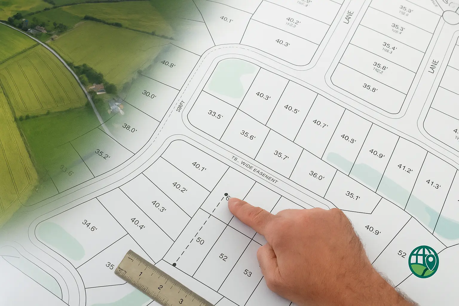 Subdivision blueprint aerial overlay