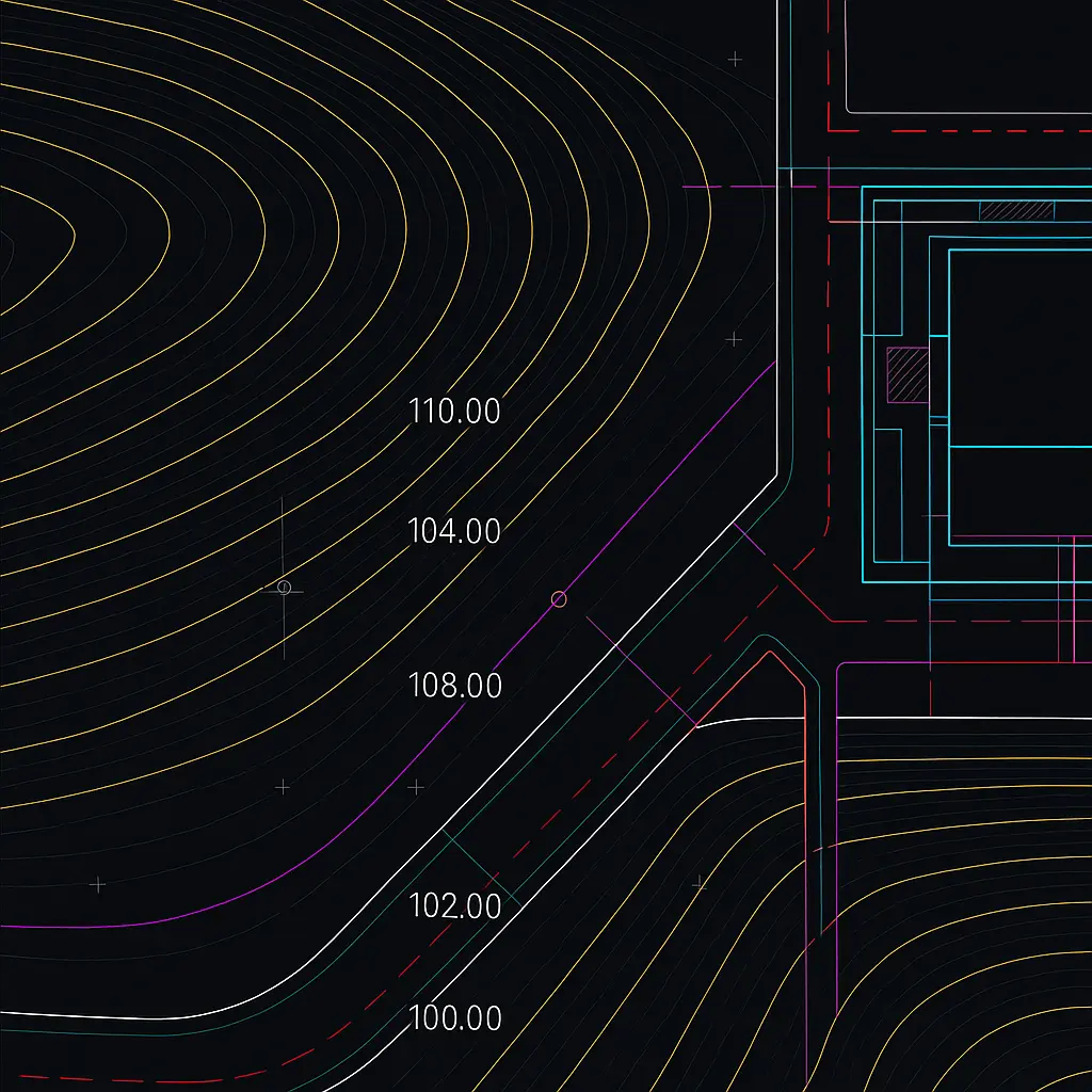 Topographic CAD drawing with infrastructure