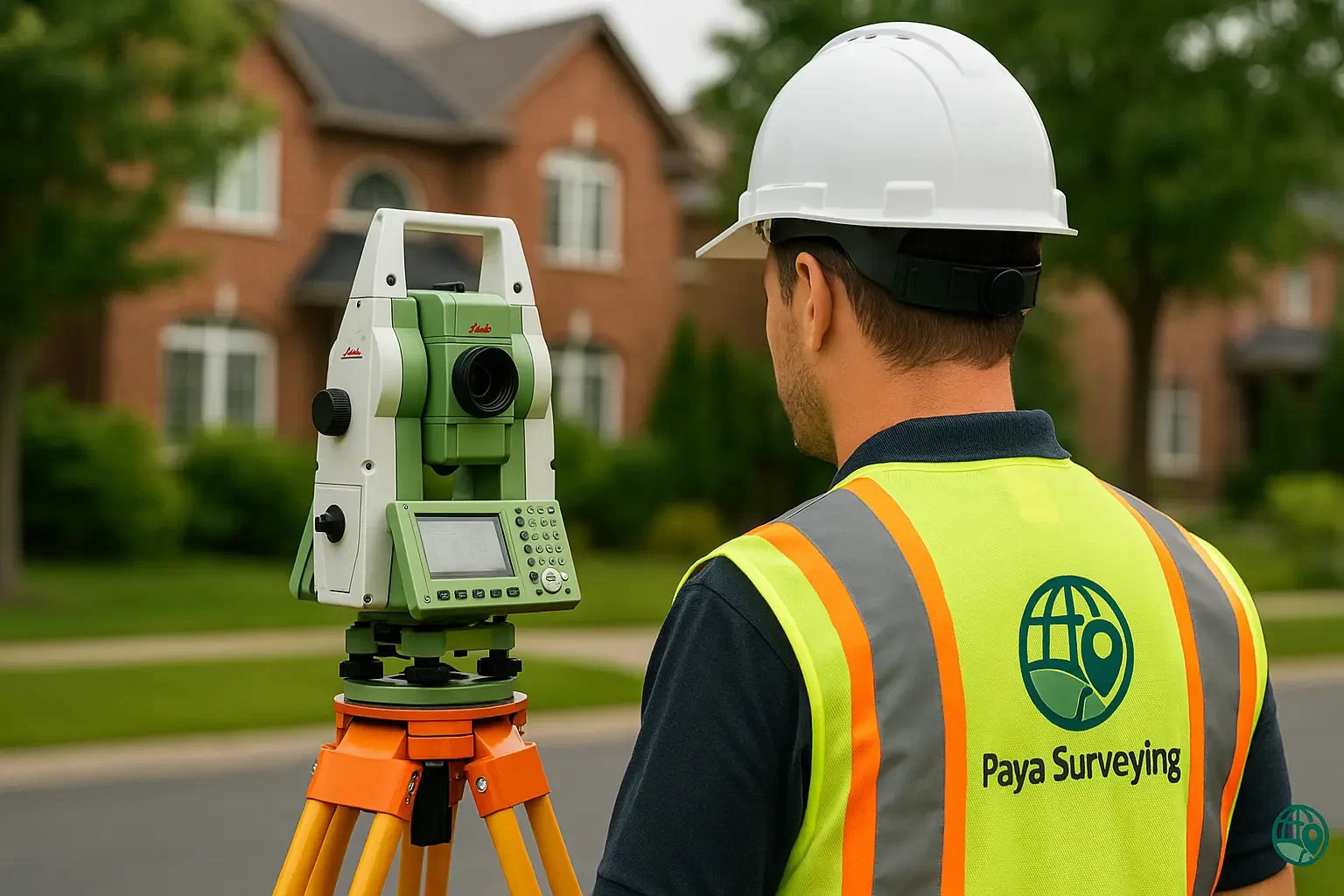 Surveying in Suburban Landscape
