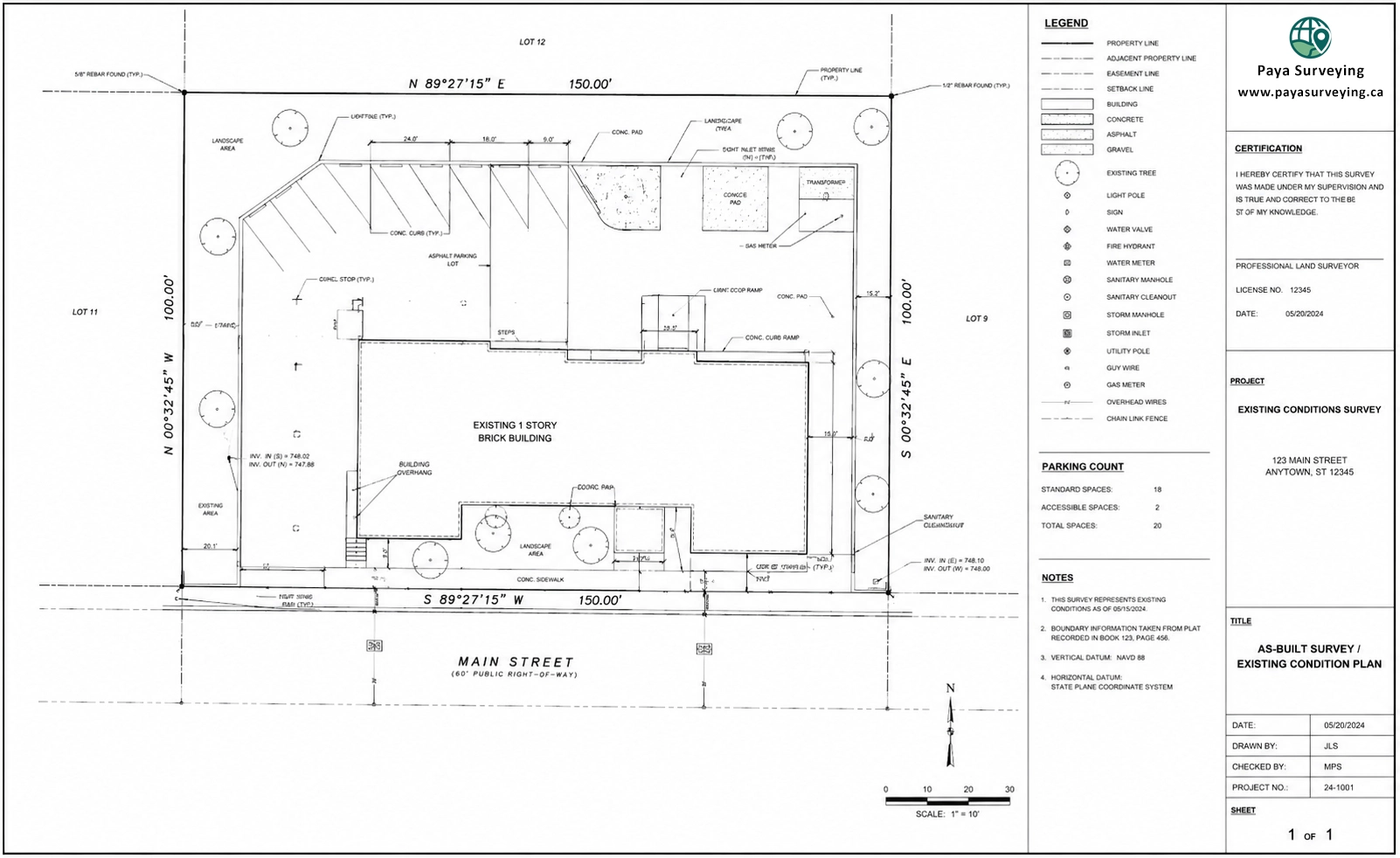 Survey crew and CAD drawing for as-built survey site condition